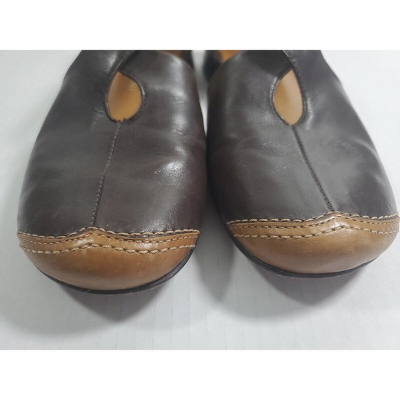 Antonio Milani Leather Slip On Flats Size 10 Criss Cross Strap Colorblock Brown - Picture 9 of 11